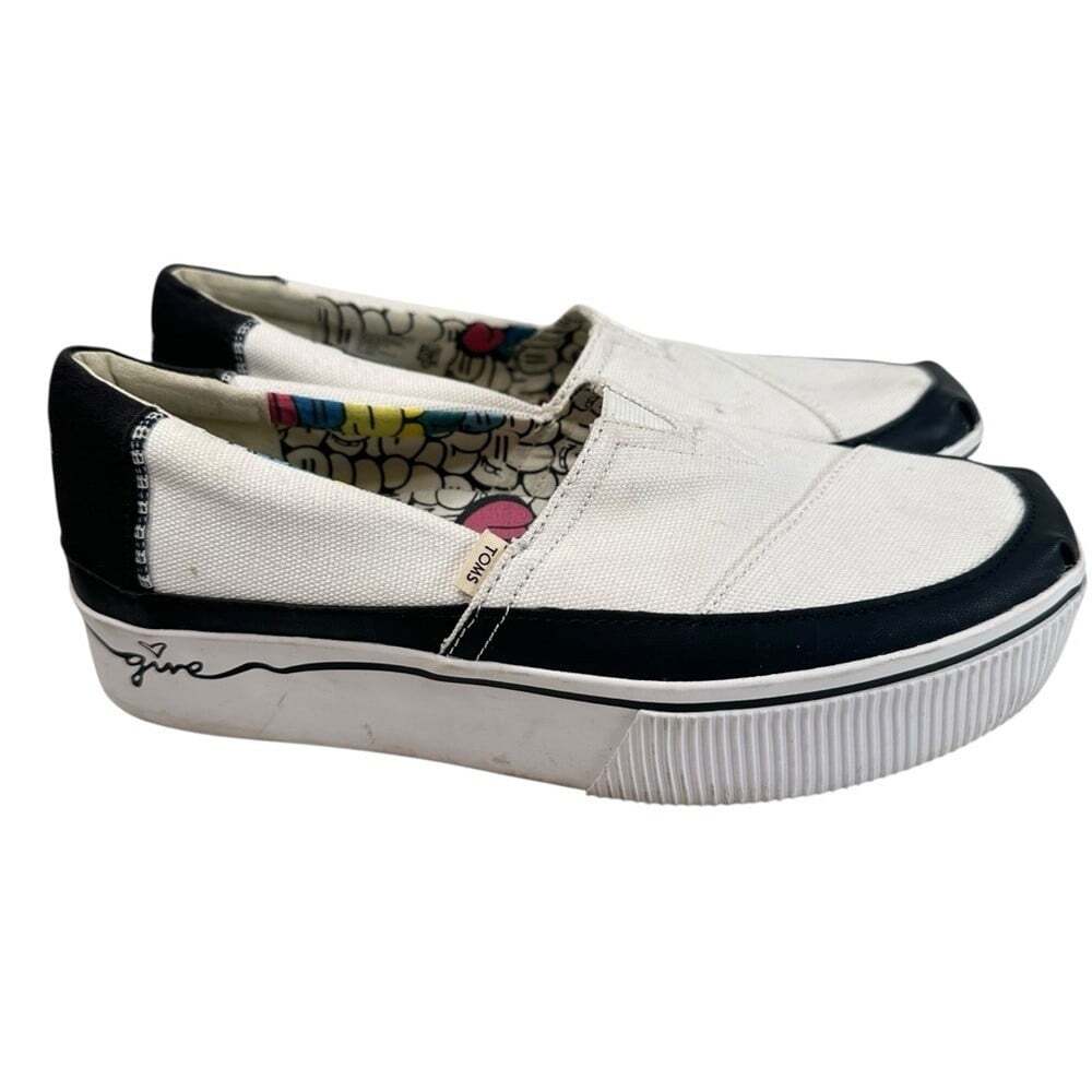 TOMS Alpargata Boardwalk Platform Slip On Sneakers Womens Size 8.5 Canvas